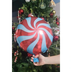Kırmızı Şeker Balon Yuvarlak Yılbaşı Folyo Balon 45CM