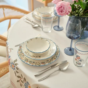 Bella Maison Vintage Porselen 24 Parça 6 Kişilik Yemek Takımı Mavi