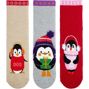 3lü Penguen Kaydırmaz Havlu Çocuk Çorap