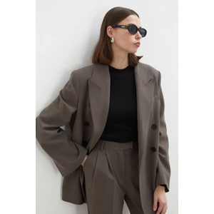 Oversize Kruvaze Blazer Ceket Vizon