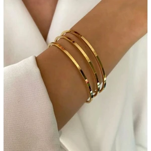 Mehda Taki Çelik Ajda Bilezik 3 Lü Gold