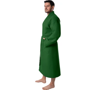 Erkek Bornoz Waffle Desenli Organik Bornoz Erkek Bornoz - Yeşil Bornoz