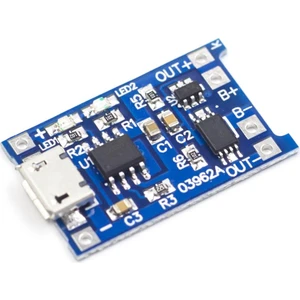 TP4056 Akım Korumalı 1A Lipo Batarya Şarj Modülü (Micro USB)