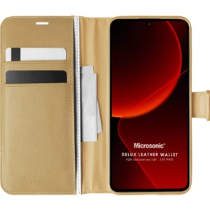 Xiaomi Mi 13T Pro Kılıf Delux Leather Wallet Gold