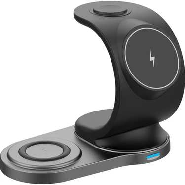 S-Link Swapp SW-CWF110 Telefon Kulaklık Akıllı Saat 15W 3 In 1 Magsafe Siyah Kablosuz Şarj