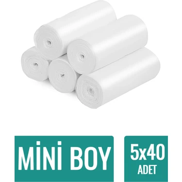 Naft Çöp Torbası Mini Boy Küçük 40'lı 5 Rulo 40 x 50 cm Çöp