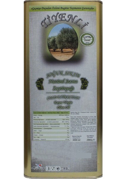Gurme Zeytinyağı 3000 ml - Soğuk Sıkım 0.3 Asit Naturel Sızma Yeni Sezon