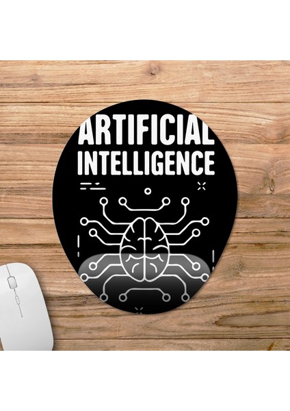 Yapay Zeka - Aı - Artificial Intelligence - Chatgpt Bilek Destekli Mousepad Model - 4 Oval