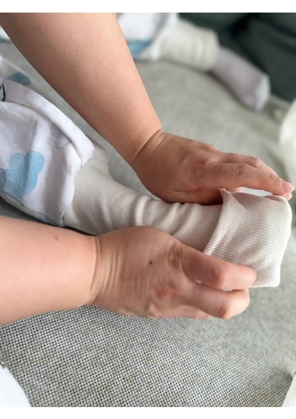 Çift Kat Pazen Tak-Çıkar Seyyar Kollu (1-Tog) Uyku Tulumu Turkuaz Mavi Bulutlar (Özel Seri)