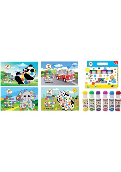 Dot Markers 6’lı Yıkanabilir Kalem ve 4’lü Boyama Kitabı Set