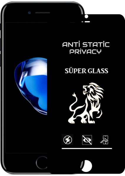 Caseworld Apple iPhone 7 Tam Kaplayan Anti Statik Hayalet Süper Cam Ekran Koruyucu - Siyah