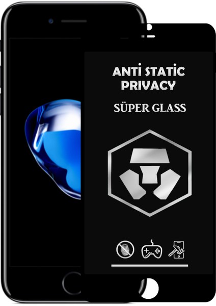 Apple iPhone 8 Tam Kaplayan Anti Statik Hayalet Süper Cam Ekran Koruyucu - Siyah