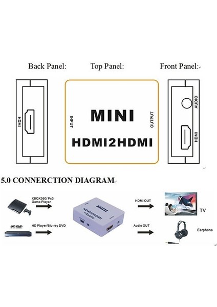 hdmı 2 hdmı + audio 3,5 mm stereo audio ses ayırıcı adaptör