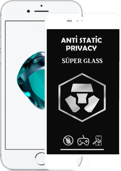 Apple iPhone 8 Tam Kaplayan Anti Statik Hayalet Süper Cam Ekran Koruyucu - Beyaz