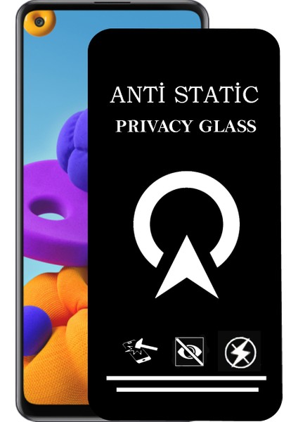 Samsung Galaxy A21 Tam Kaplayan Anti Statik Görünmez Safir Ekran Koruyucu Hayalet Cam
