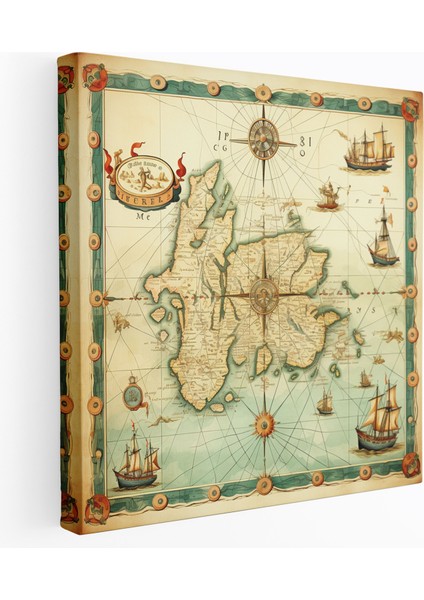 World Map Canvas Print - Vintage Nautical Map - World Map, Vintage Nautical Map, Wall Art, Canvas Print, 70X70