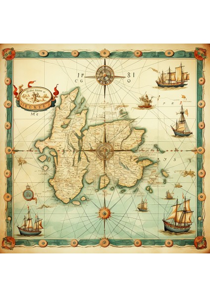 World Map Canvas Print - Vintage Nautical Map - World Map, Vintage Nautical Map, Wall Art, Canvas Print, 70X70