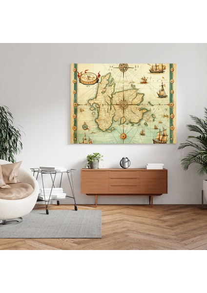 World Map Canvas Print - Vintage Nautical Map - World Map, Vintage Nautical Map, Wall Art, Canvas Print, 70X70