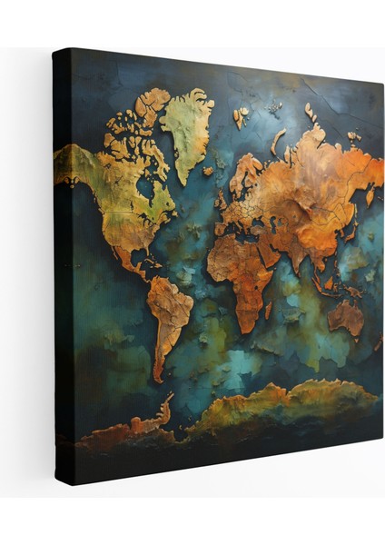 High Quality Canvas Print - Realistic World Map - World Map, World Map, Canvas Wall Art, Realistic, 50X50