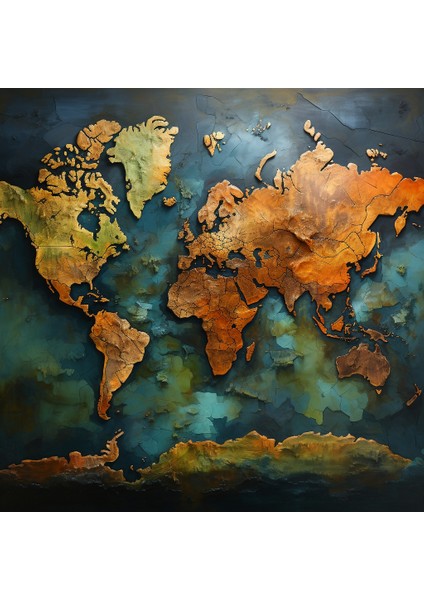 High Quality Canvas Print - Realistic World Map - World Map, World Map, Canvas Wall Art, Realistic, 50X50