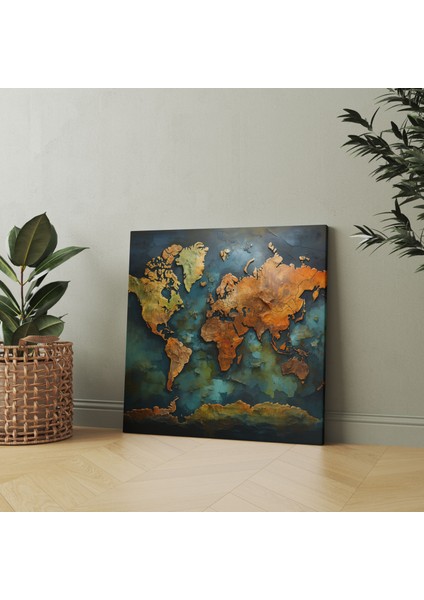 High Quality Canvas Print - Realistic World Map - World Map, World Map, Canvas Wall Art, Realistic, 50X50