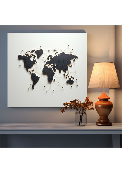 Minimalist World Map Canvas Print - World Map, Minimalist Design, Clean Lines, Canvas Wall Art, 50X50