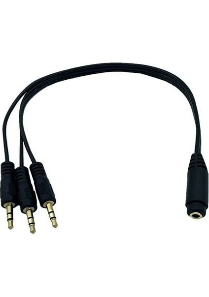 ses sistemi kablosu 3 erkek 1 dişi 3,5mm stereo kablo