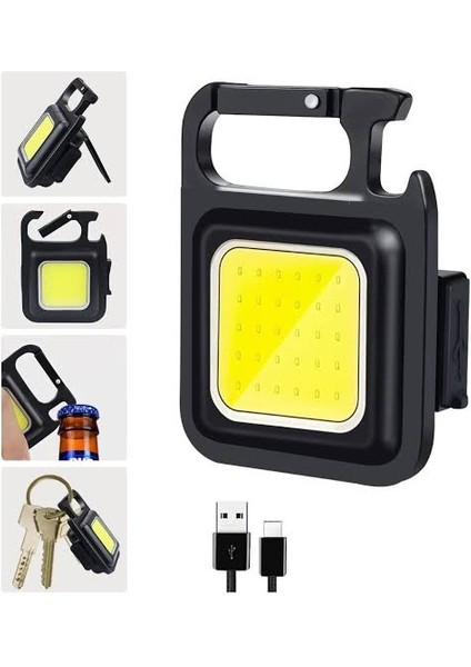 Mini LED Anahtarlık El Feneri USB Şarj Edilebilir Lamba Taşınabilir Cep Feneri Açık Kamp Feneri
