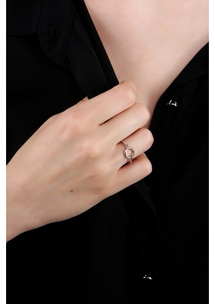 Kadın Gümüş Kaplama Yuvarlak Şekilli Yüzük (Ayarlanabilir) fiyatları