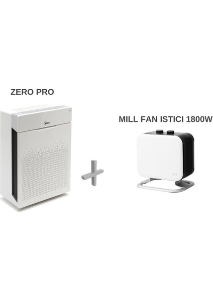 Zero Pro Hava Temizle Cihazı ve Mill Fan Isıtıcı 1800 W-Beyaz