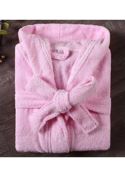 Pembe Büyük Beden Pamuklu Bornoz