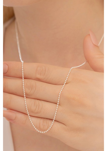 1.5mm Top Zincir Gümüş Kolye