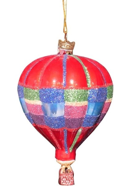 Çok Renkli 12 cm Cam Asil Simlerle Bezeli Hava Balonu Yılbaşı Süsü-2 fiyatları