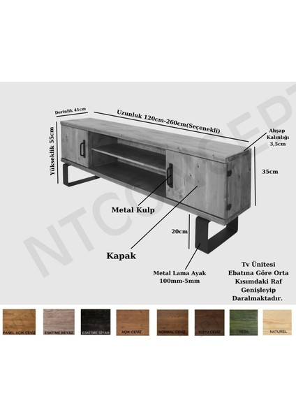 Ntconcept Ron Masif Ahşap Tv Stand - (Genişlik 240CM)