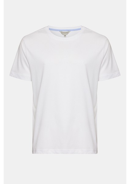 Erkek Beyaz Organik Pamuklu Bisiklet Yaka T-Shirt