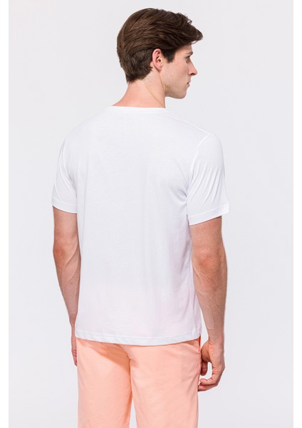 Erkek Beyaz Organik Pamuklu Bisiklet Yaka T-Shirt