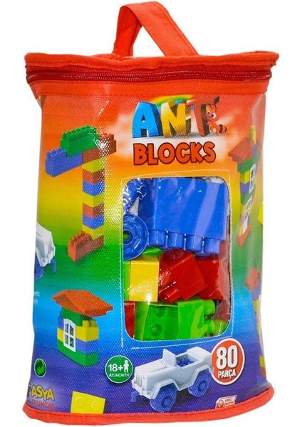 ANT081 Ant Blocks 80 Parça Çantalı Blok Seti