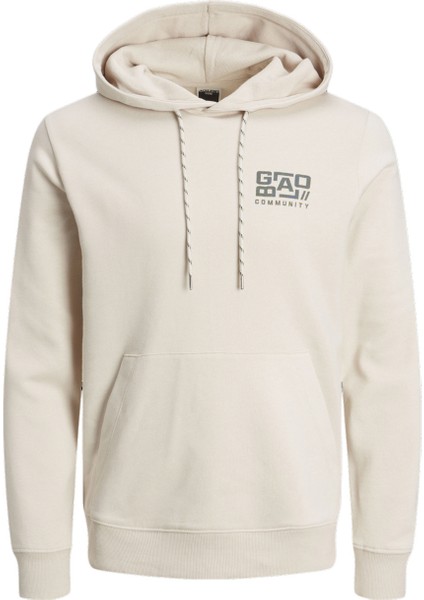 Kapüşon Yaka Krem Erkek Sweatshırt 12242225_JCOWAFFLE Backprınt Sweat modelleri