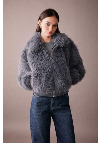 Regular Fit Pelüş Suni Kürk B2442AX23WN fırsatları