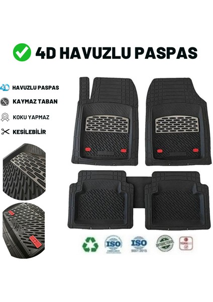 Ford Connect 2006 4d Havuzlu Üniversal Yeni Nesil Pro Paspas Siyah - Gri