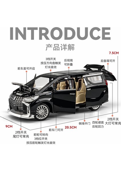 Yeni 1:24 Toyota Alphard Simülasyon Alaşım Araba Modeli (Yurt Dışından)