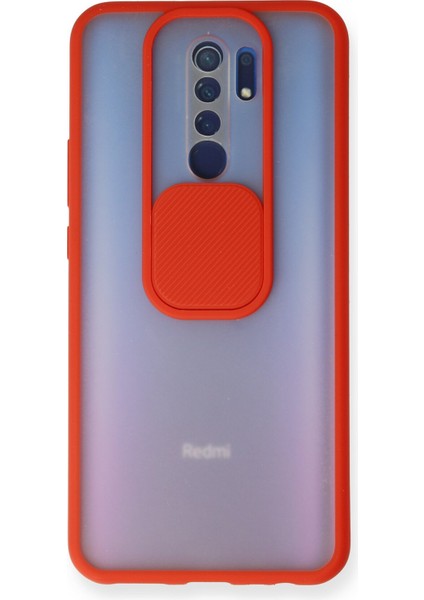 Xiaomi Redmi 9 Kılıf Palm Buzlu Kamera Sürgülü Silikon - Kırmızı