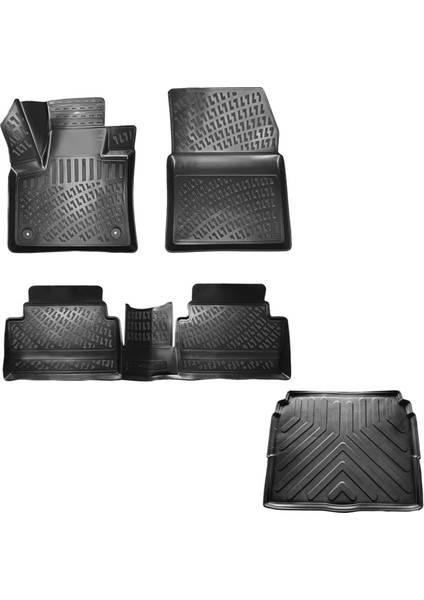 Citroen C5 Aircross 3D Havuzlu Paspas + 3D Bagaj Havuzu Alt Kısım Paspası Set 2023 Sonrası - Rizline