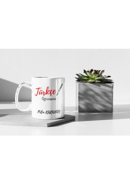 Öğretmenler Gününe Özel Türkçe Öğretmeni Branş Baskılı Hediyelik Kupa Bardak