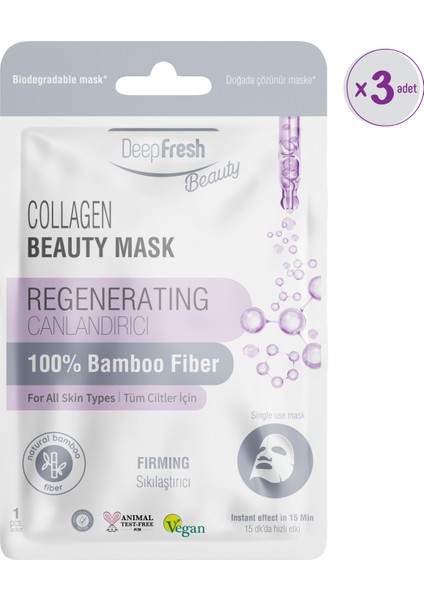 Deep Fresh Tek Kullanımlık Collagen Canlandırıcı Sıkılaştırıcı Yüz Maskesi 3 Adet