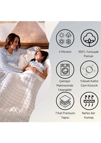 Vayomy Home Ağırlıklı Battaniye/Yorgan Tek Kişilik 4 kg 155*215 Beyaz %100 Pamuk Saten fırsatları