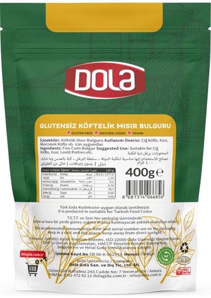 Glutensiz Köftelik Mısır Bulguru 400 gr
