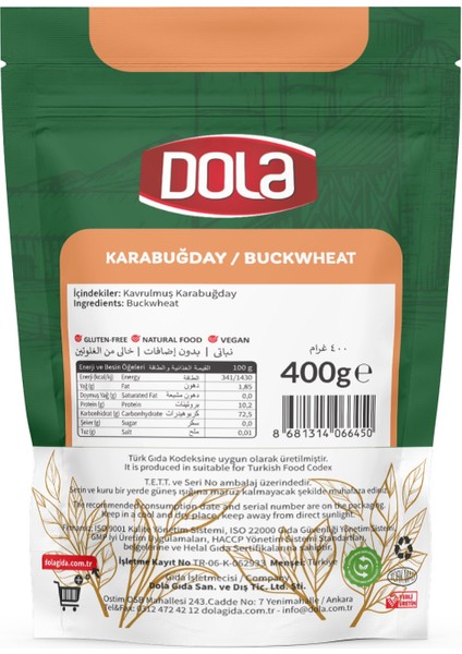 Glutensiz Karabuğday Tane 400 g Kavrulmuş Greçka