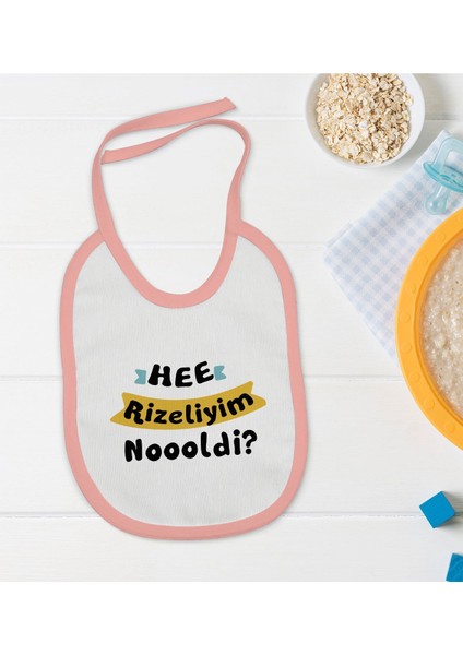 Kids Rizeliyim Tasarımlı Pembe Bebek Mama Önlüğü-2