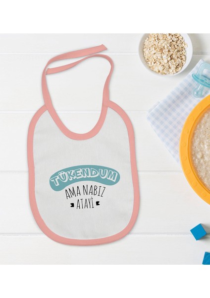 Kids Tükendum Tasarımlı Pembe Bebek Mama Önlüğü-1